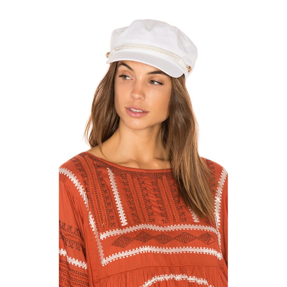 NEW Hat Attack Emmy Cotton Rope White Newsboy Cap
